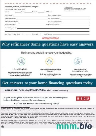 USA BECU Bank wyciąg z kredytu hipotecznego w formatach Word i PDF, 3 strony 3